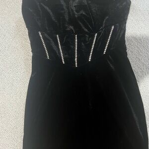 Black Rhinestone Mini Dress